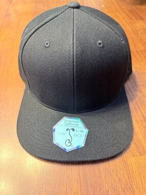Grassroots California Black Snapback Hat Men L-XL Adjustable Solid Casual